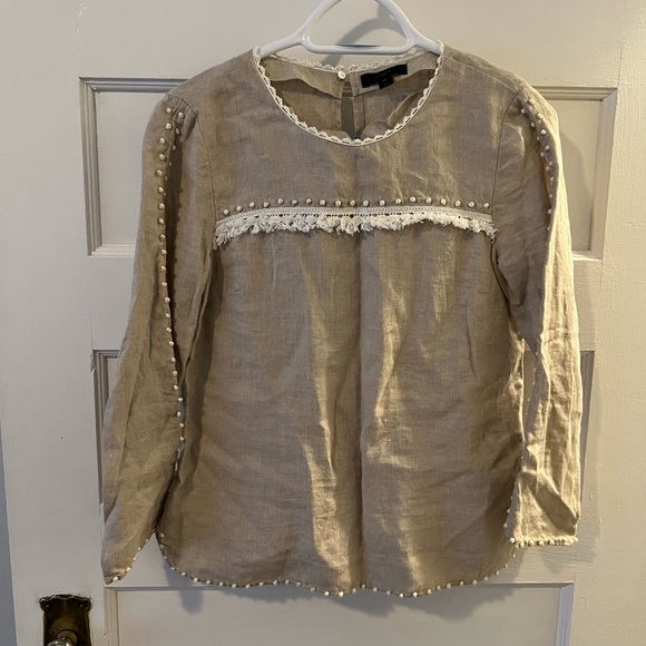 J Crew 100% Linen Blouse Shirt - Picture 3 of 8